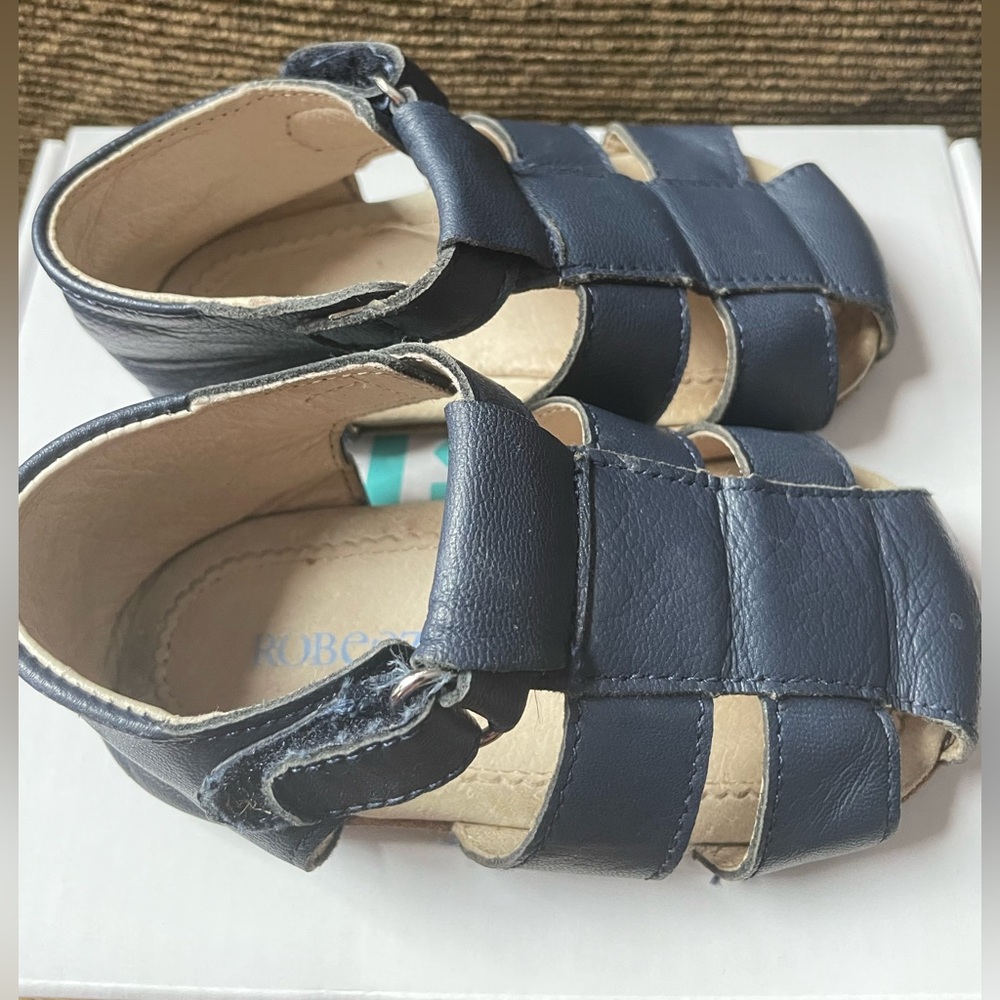 Robeez First Kicks blue leather sandals, used, size 18-24 month. - Picture 5 of 9